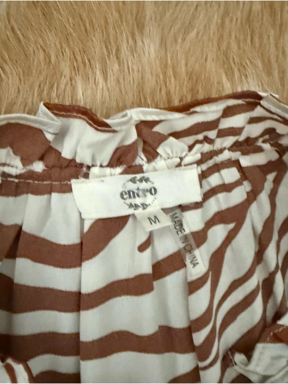 entro Brown and White Zebra-Stripe Tiered Babydoll Dress - Picture 3 of 3